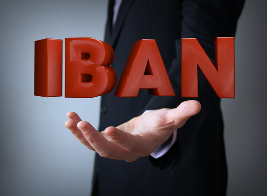 iban text over businessman